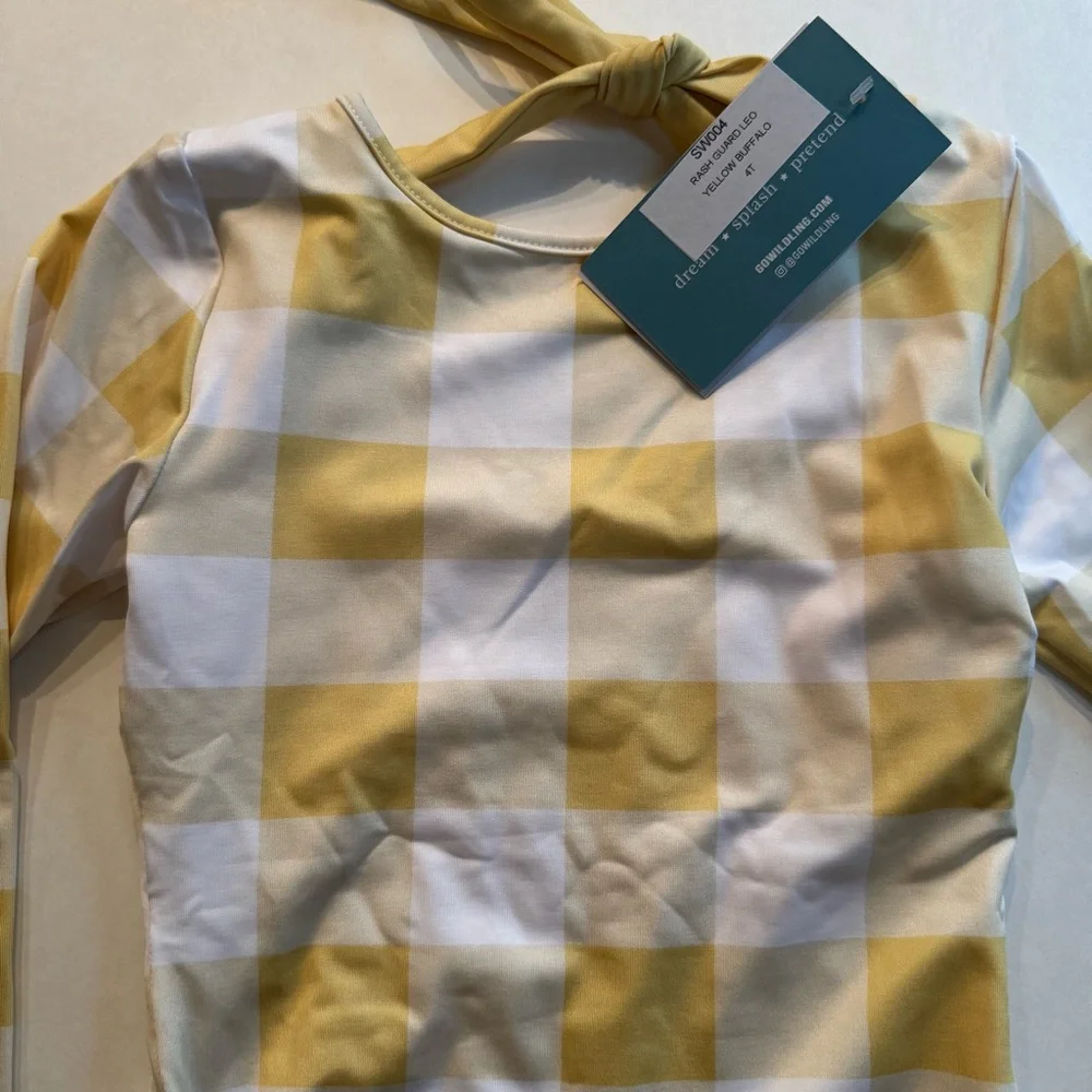 Wildling Rash Guard Long Sleeve Leotard Yellow Buffalo Dance Swim Play Girls 4T